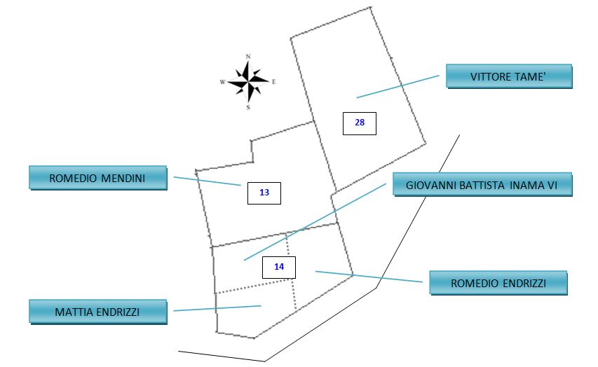 Schema della casa 13-14 nel 1840